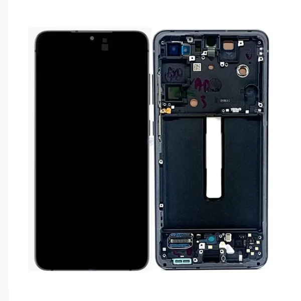 Samsung Galaxy S21 FE (G990) / G990 – дисплей с тъч, с рамка, черен цвят